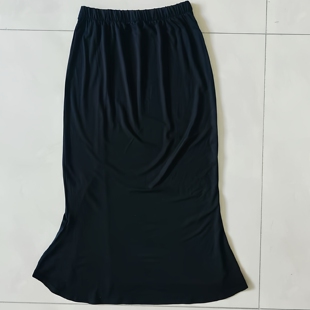 新款 松紧高腰鱼尾裙女士显瘦遮肉长裙前侧开叉半身裙弹力宽松型