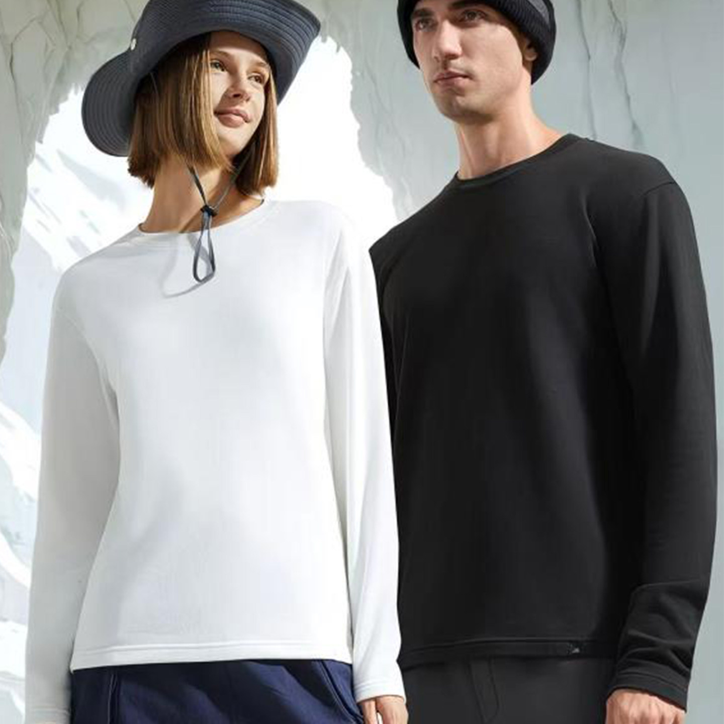 简约风云感热力绒保暖长袖T恤衫