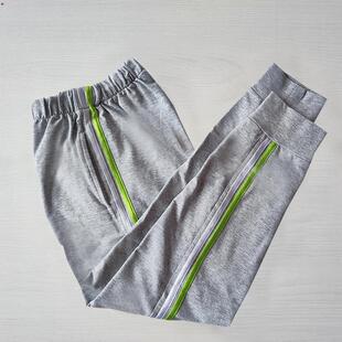 加绒保暖高中男女学生校裤子浅灰收口前亮白后荧光绿两道杠可定制