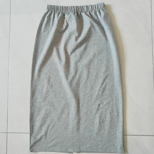 2025春秋季节新款棉质后开叉半身裙女松紧高腰简约休闲运动中长裙