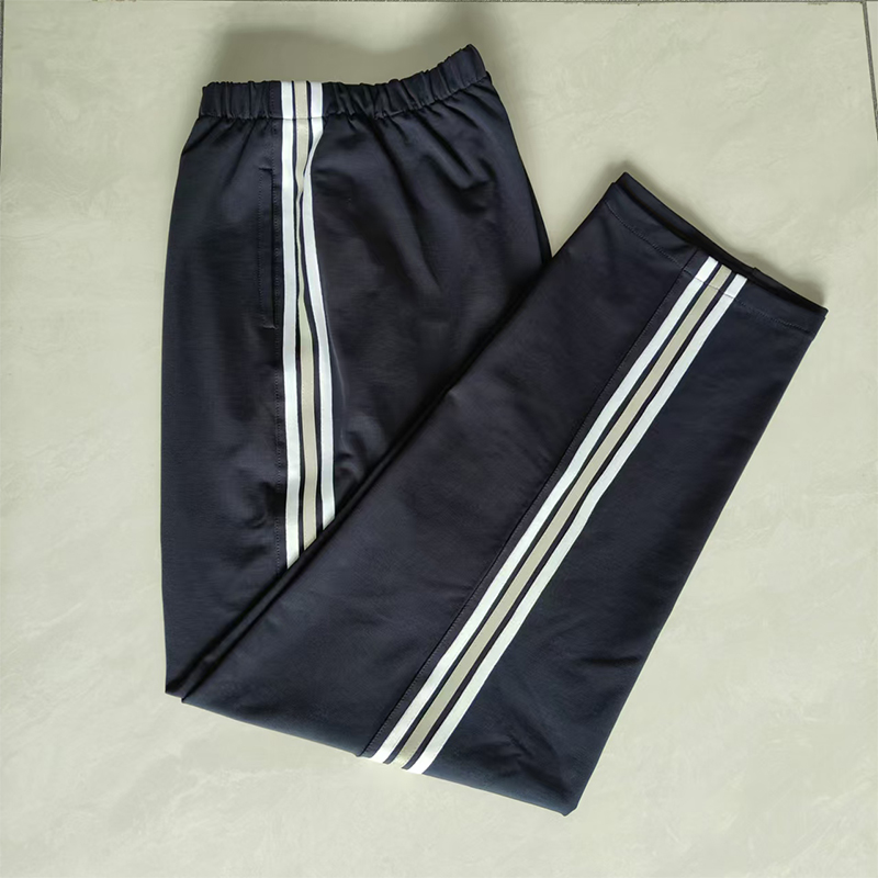 校服裤子冬季加绒深蓝色白杠反光杠白杠三道杠不挨着直筒大码长裤