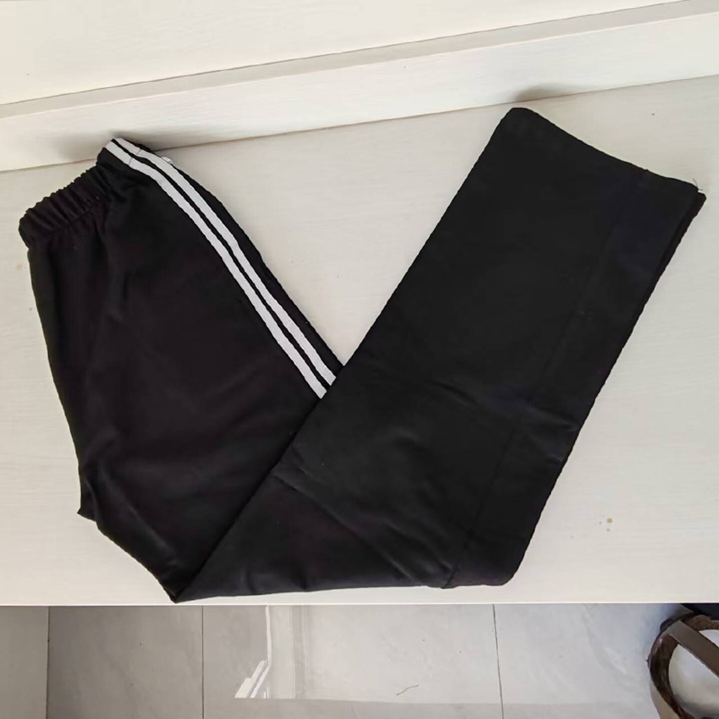 四季初高中小学生校服裤子黑色直筒上两道反光杠运动休闲裤男女款