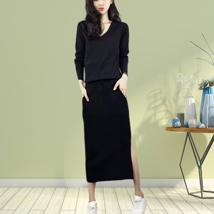 2025春季新款运动休闲套装长袖上衣半身裙时尚宽松大码通勤小个子