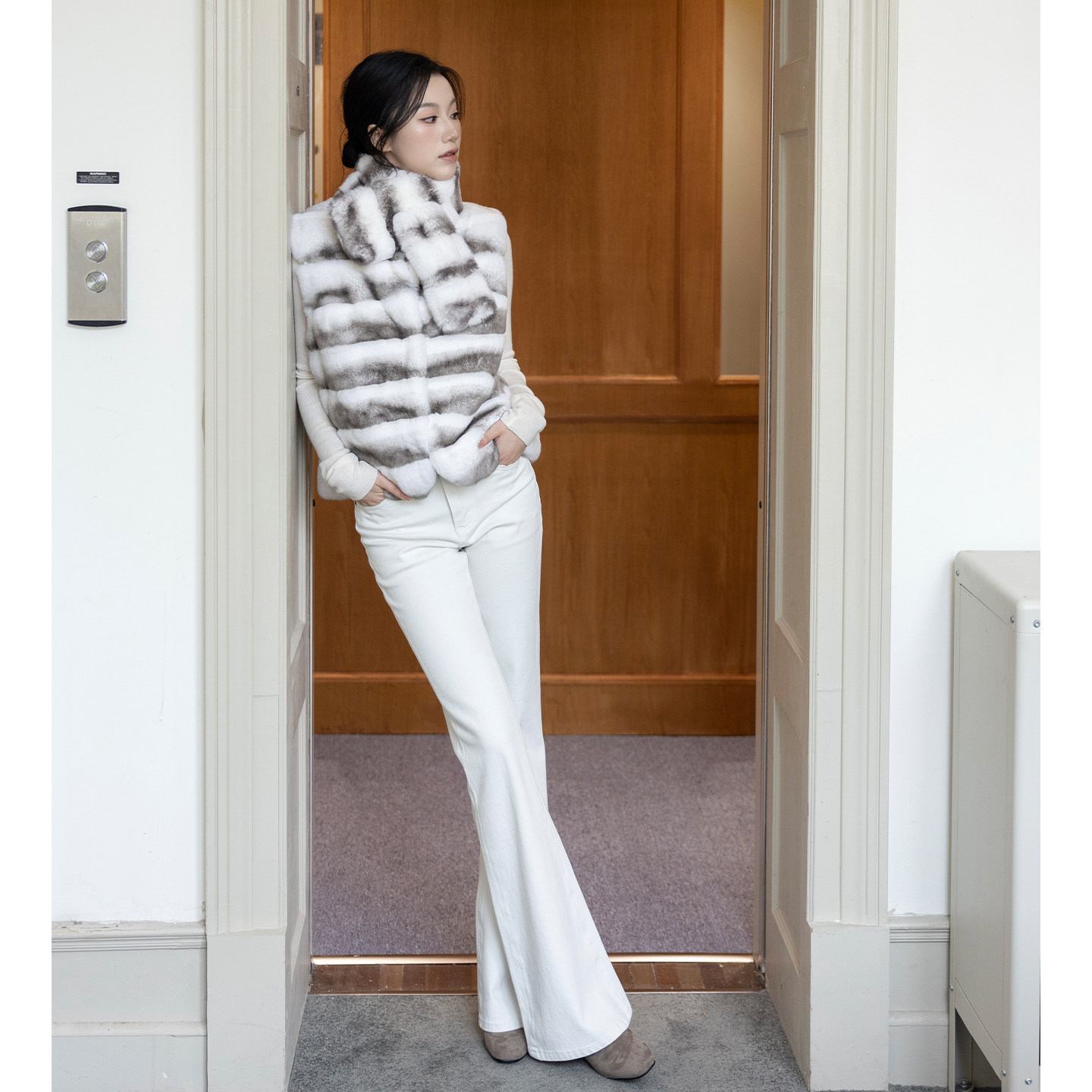 SerioLudere蛋仔很懒/100%獭兔毛马甲超保暖百搭实穿背心皮草外套