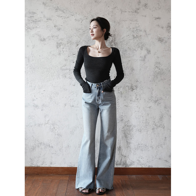 SerioLudere蛋仔很懒直筒牛仔裤