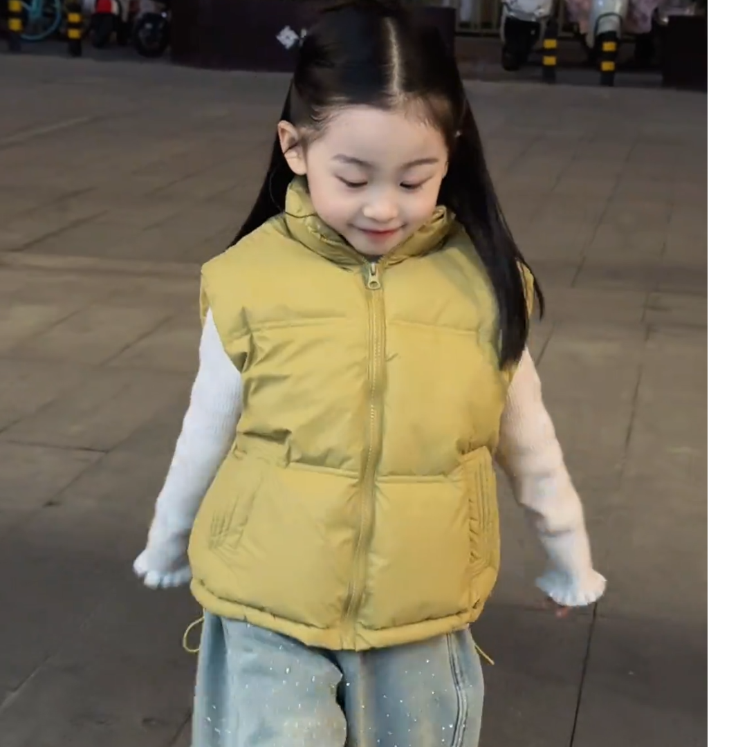 秋冬儿童小羊皮立领羽绒棉服马甲男童女童中大童加厚休闲背心童装