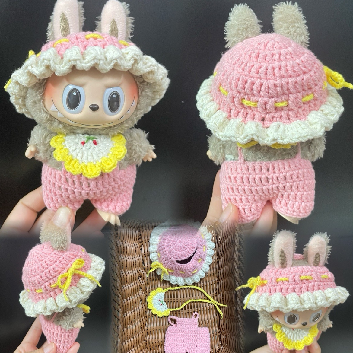 纯手工钩织拉布布娃娃衣服