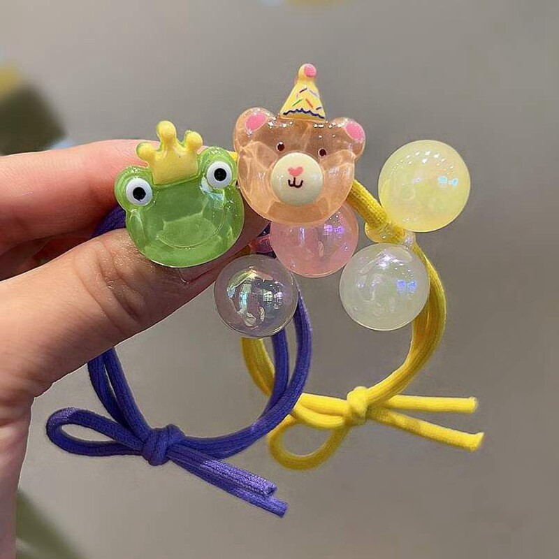 可爱卡通小熊糖果球球儿童发绳女孩扎马尾发圈丸子头皮筋头绳发饰