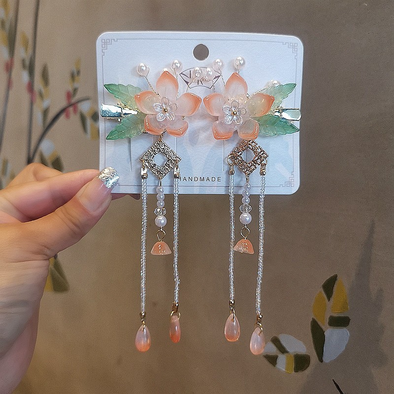 古风夹子头饰儿童发饰汉服发夹配饰步摇边夹流苏水晶花朵对夹发簪,童装/婴儿装/亲子装,发饰,淘宝优惠券,粉丝福利购,淘宝优惠卷