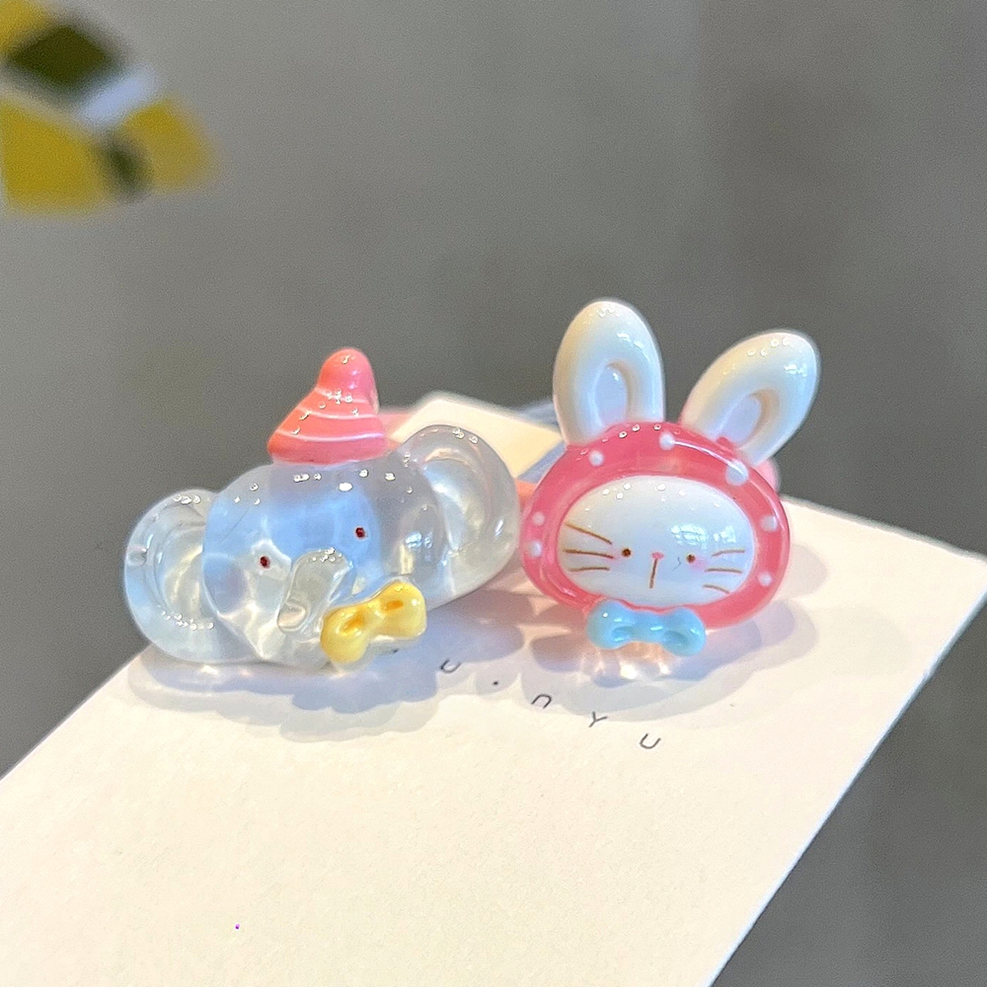 小嫩粉可爱小象兔子儿童发绳