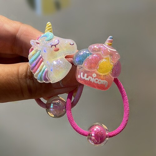 卡通细闪彩虹马蛋糕可爱儿童发绳