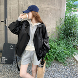 黑色设计感绑带收腰皮衣女2025新款秋季休闲美式复古pu皮外套上衣，女装皮衣，2D109
