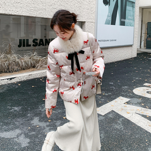 超好看刺绣毛领羽绒服女2025年冬季新款小个子洋气保暖白鸭绒外套图片