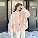 秋冬新款粉色羊羔毛外套878/P215/K318，女装毛呢外套，2D109