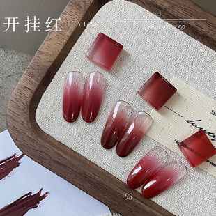 美甲新款酒红色拍拍胶高饱和秋冬显白车厘子安可拉彩绘转印甲油胶