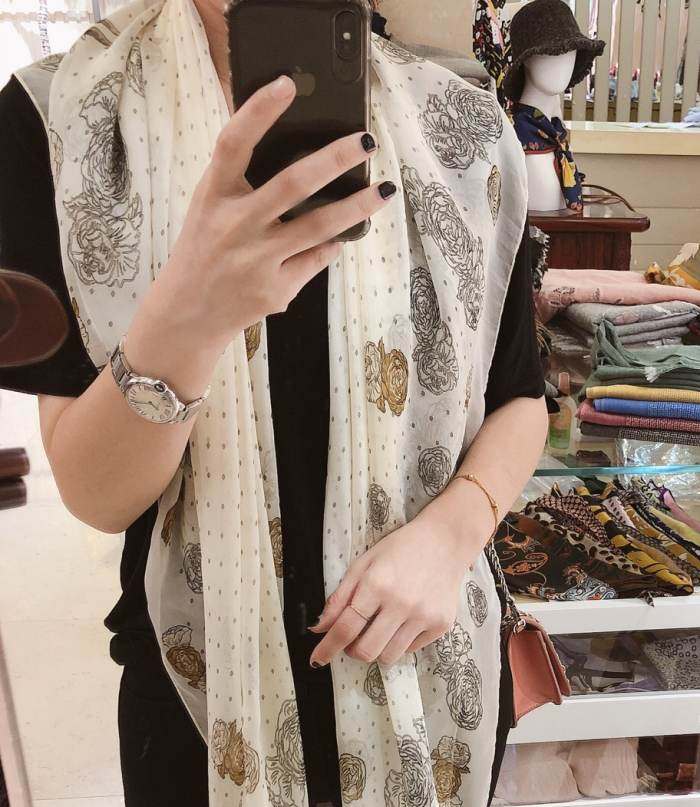 仙气十足~韩国薄款秋冬纯真丝印花丝巾140大方巾桑蚕丝围巾披肩女