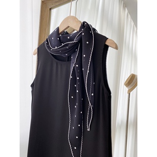 赫本的波点100%桑蚕丝法式蕾丝钩花边围巾真丝巾多功能装饰菱形领