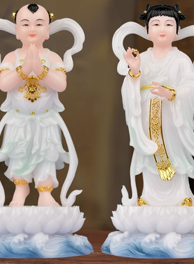金童玉女汉白男像体善财