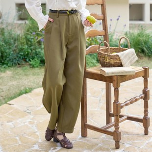 好在自制 小个子咸菜绿长裤西装裤阔腿裤弯月裤