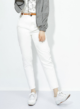 Mars Studio 自带滤镜的复古蓝和百搭白 斜纹全棉锥形毛边九分裤