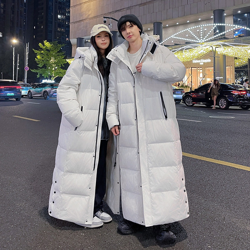 新品超长到脚踝羽绒服秋冬情侣男女同款宽松韩版休闲保暖外套