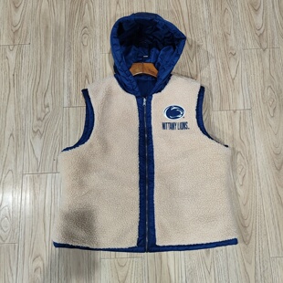 外贸秋冬男女款两面穿棉背心大码连帽羊羔毛宽松休闲加厚马甲坎肩