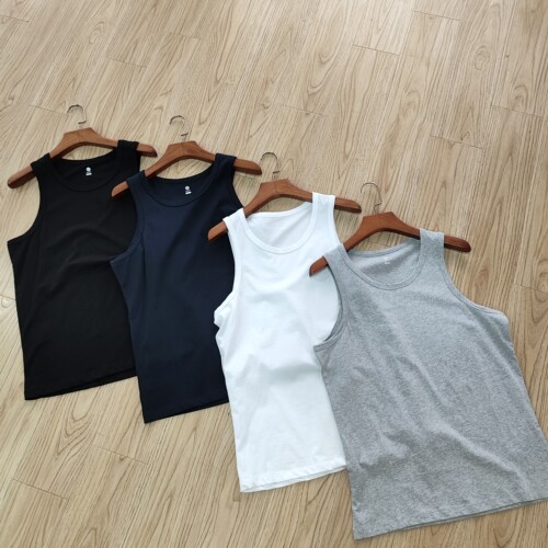 外贸日单春夏男士背心棉氨弹力