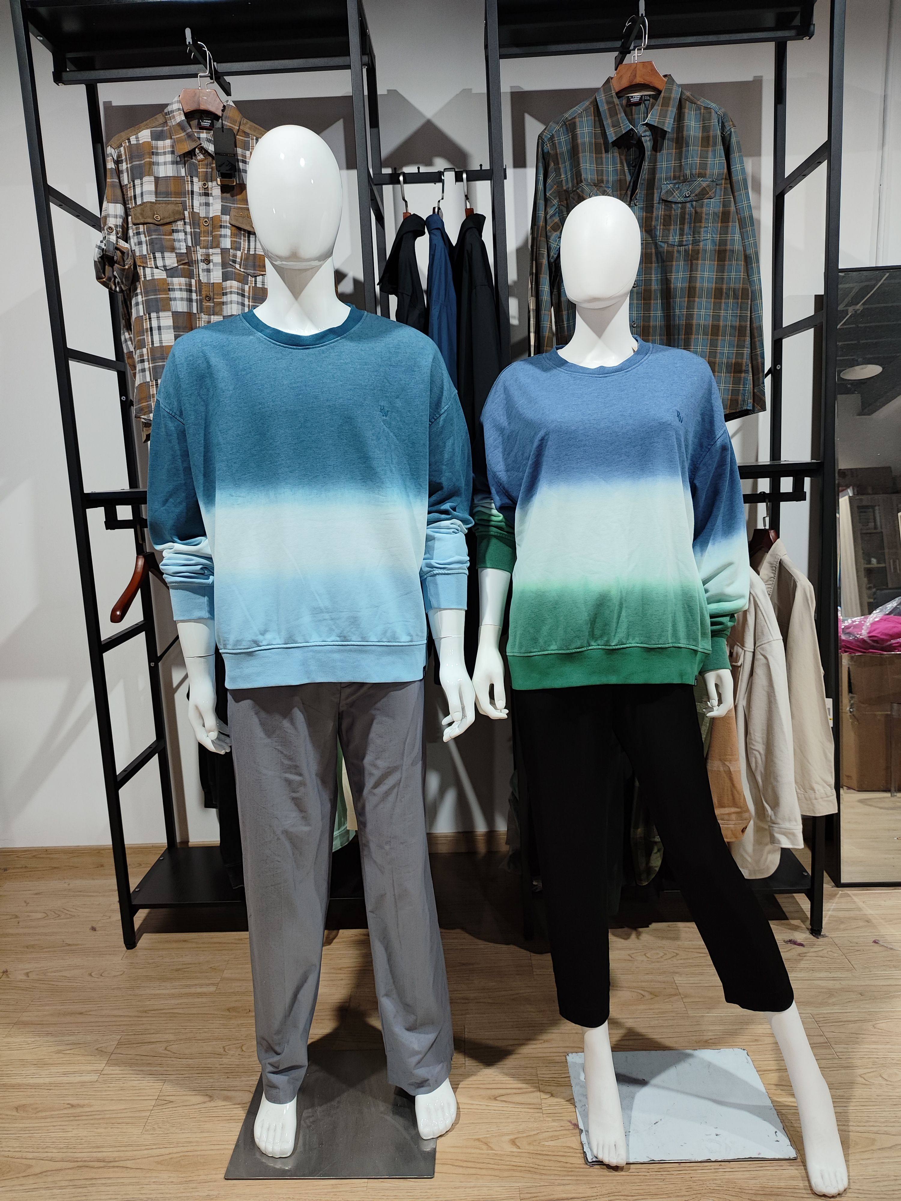 男女同款圆领休闲渐变色扎染宽松卫衣外贸欧单新款棉质毛圈套头衫