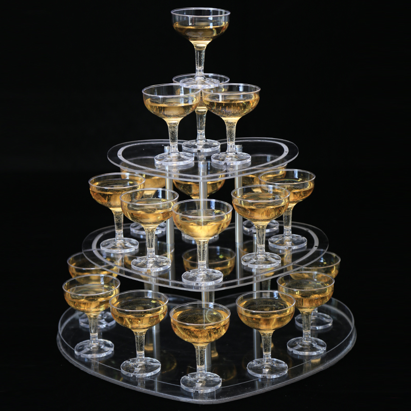 新款婚礼倒酒香槟塔心形婚庆道具亚克力酒塔架子婚礼舞台庆典杯塔