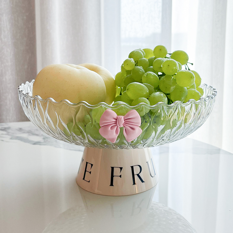 新款奶油风水果盘家用沥水加大