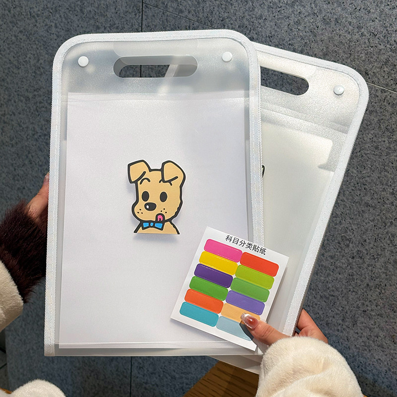 手提文件夹A4学生专用竖款试卷资料夹风琴包便携大容量整理收纳袋