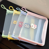 彩色文件袋A4文件袋透明网纱资料袋书本学生试卷袋考试笔文具收纳