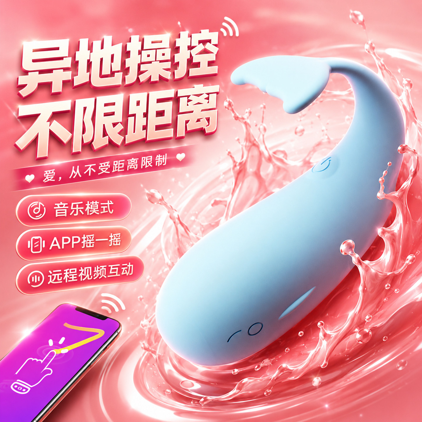 谜姬遥控跳蛋女性远程外出穿戴自慰器情趣女用品小鲸鱼怪兽小恶魔