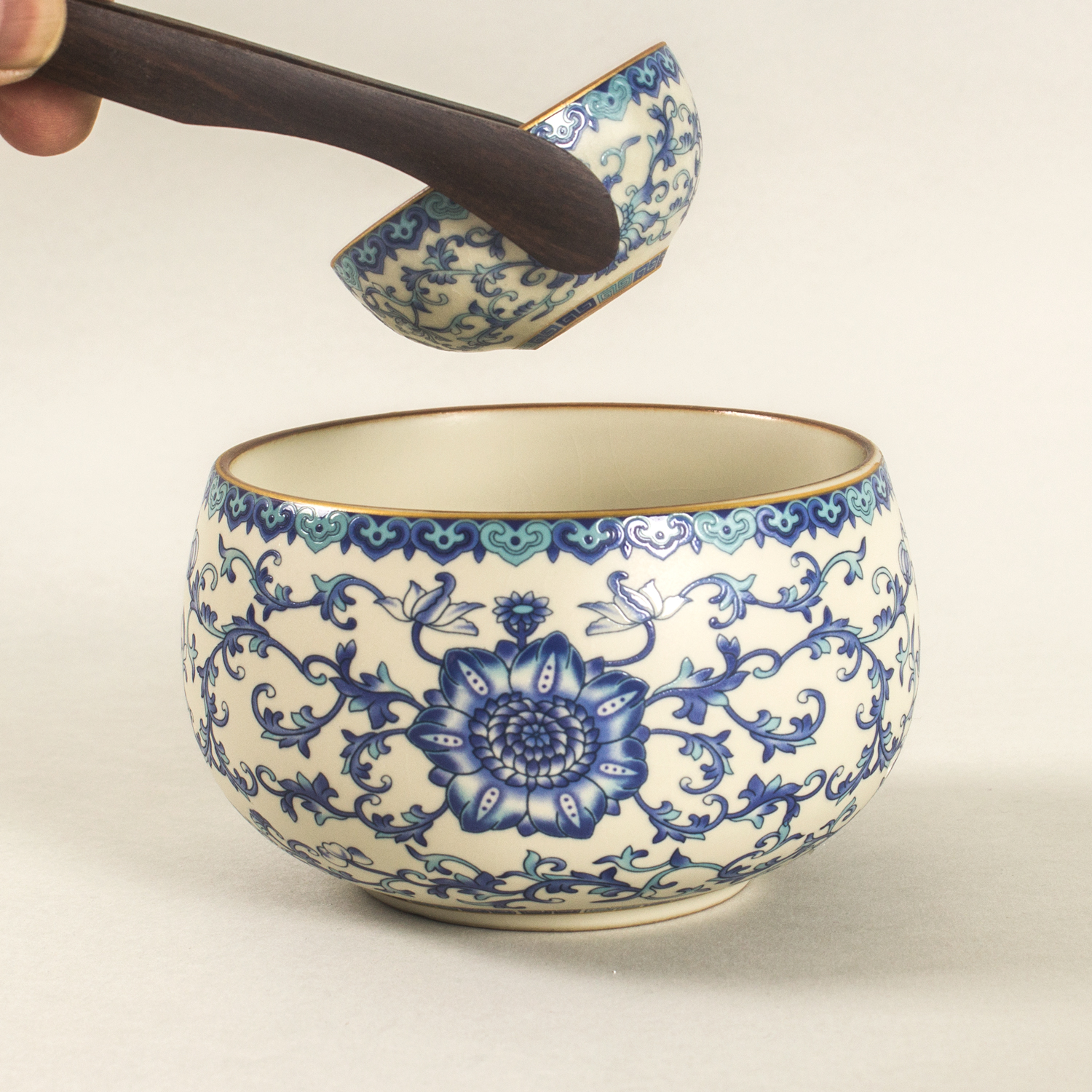 500ml汝窑杯洗复古风小号建水仿古汝瓷茶洗青花水盂功夫茶具零配