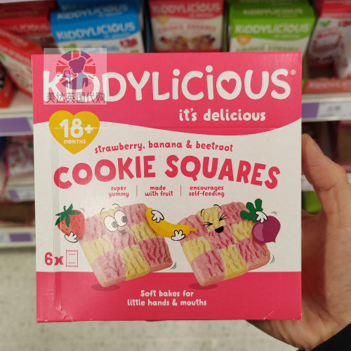 英国童之味Kiddylicious宝宝软烘焙饼干方块 18个月+ 6包 x 24g