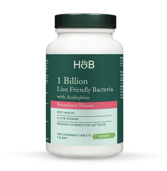 英国 H&B 益生菌咀嚼片 草莓味 120片 成人儿童可食 营养补充
