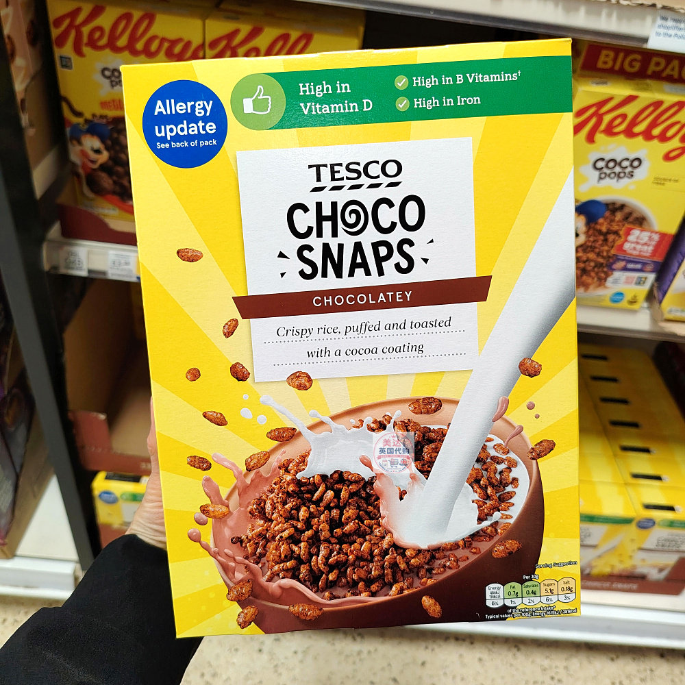英国代购Tesco 巧克力爆米香麦片 500g可可涂层 强化维生素及铁质