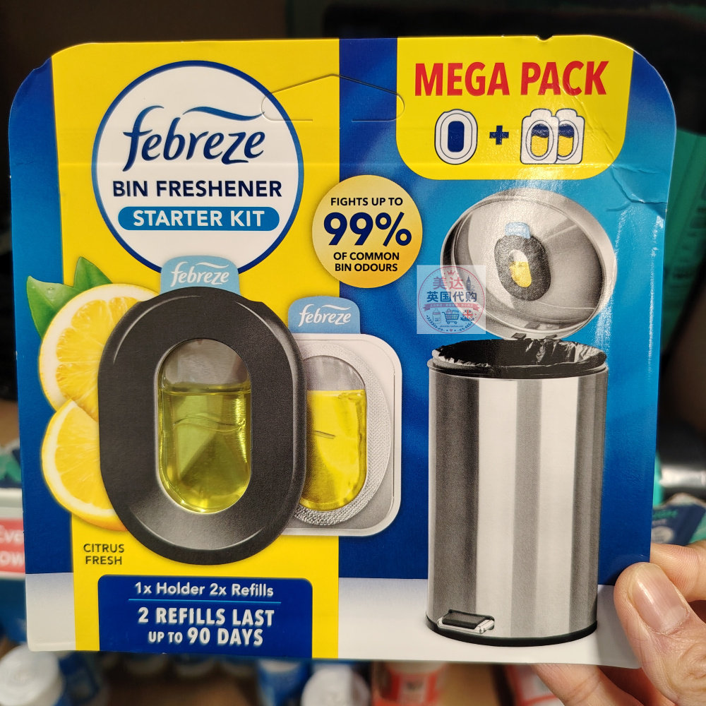 英国代购Febreze 垃圾桶除臭清新剂有效对抗高达99%常见垃圾桶味