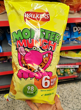 英国Walkers Monster Munch Roast Beef Snacks烤牛肉味薯片6x20