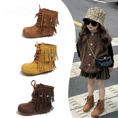 女童马丁靴小女孩保暖流苏靴