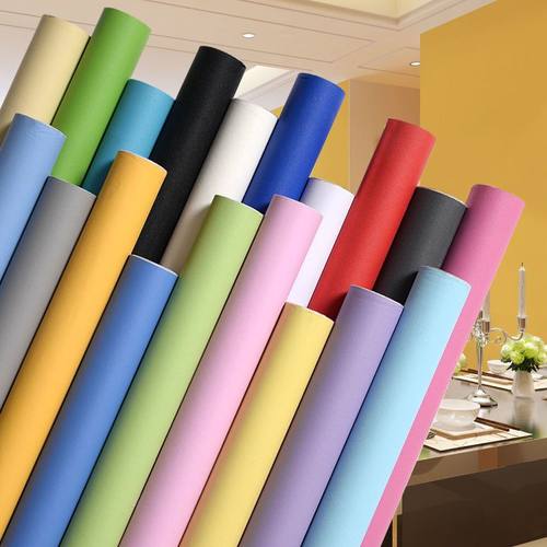 纯色自粘背胶墙壁贴纸加厚PVC防水防油家用卧室房间出租遮丑专用