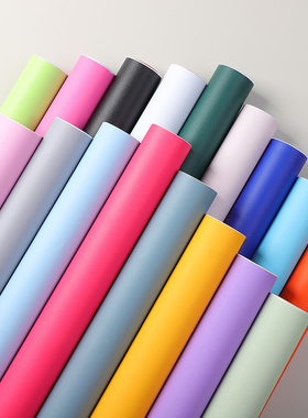 1米纯色PVC自粘墙贴宿舍卧室壁纸家具翻新贴膜即时贴加厚防水墙纸