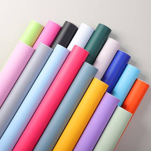 纯色PVC自粘墙贴宿舍卧室壁纸家