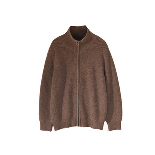 美单定制针织抽条加厚羊绒针织拉链开衫