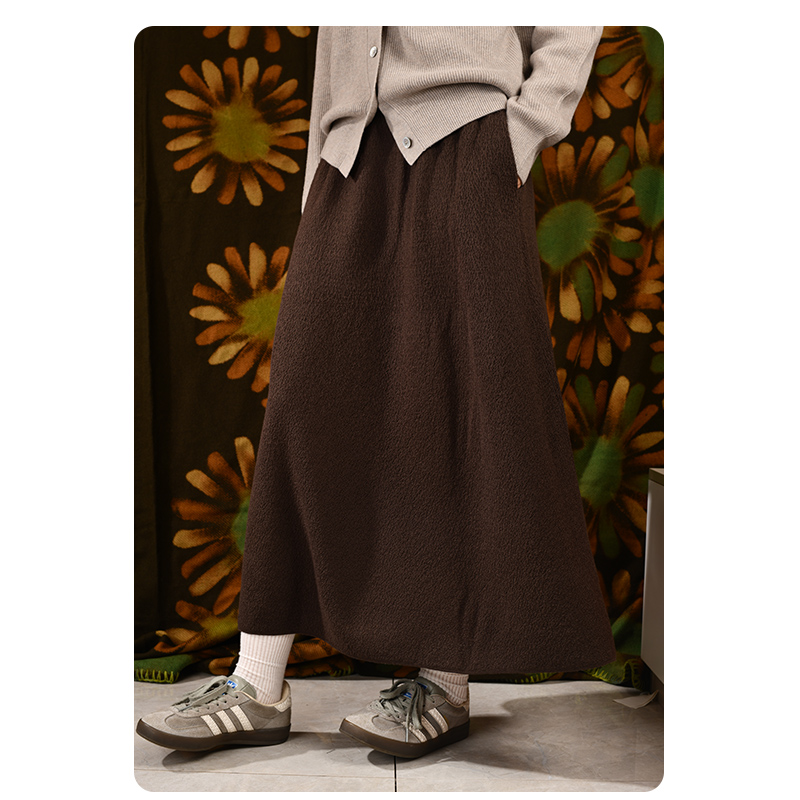 秋冬新定制复古纹理百搭文艺羊毛针织半身裙