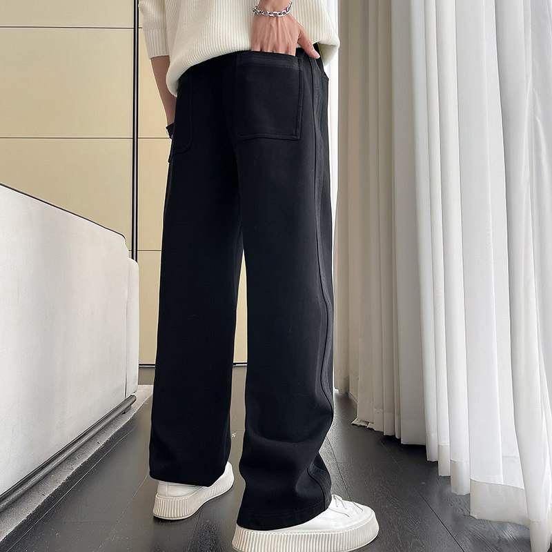 2025冬季网红卫裤宽松休闲加绒弯刀裤男生Z810-P75常规P65,男装休闲裤,星座1104（原A460）