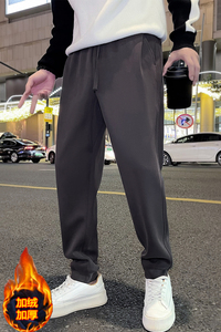 2024秋冬新款加绒加厚呢料休闲裤运动裤束脚卫裤男士 K18-P60图片