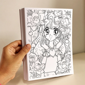 昭和复古古早日本动漫华丽花公主涂色书填色本 星星眼公主