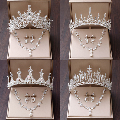 大气风皇冠礼服三件套装新娘头饰