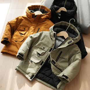 85758 儿童防风加厚连帽外套 男女童保暖丝棉棉袄 校服棉服 冬款